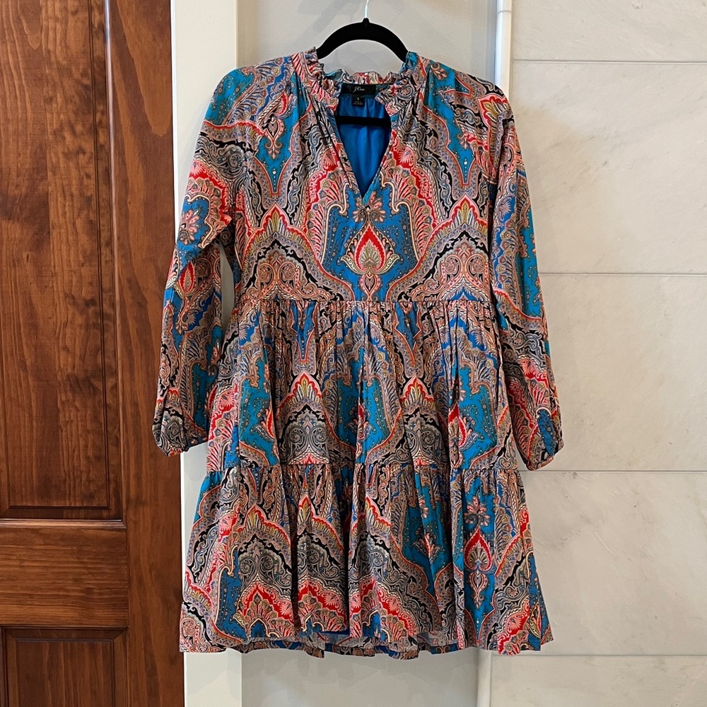 J. Crew Multicolor Paisley Long Sleeve Dress